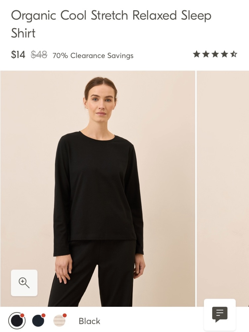 New Pact black long sleeve “sleep shirt”